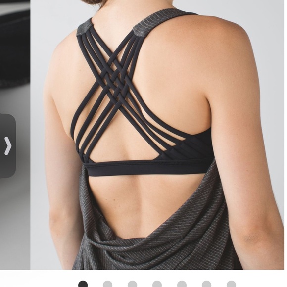 Lululemon Wild Tank Size 8 Heathered Black Strappy Back Sports Bra - Picture 5 of 16